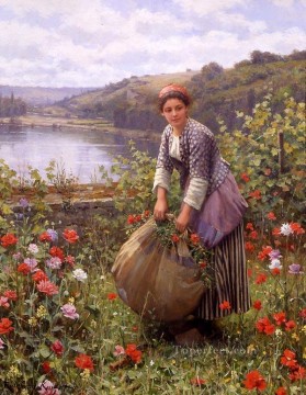 Flores Painting - La paisana cortadora de césped Daniel Ridgway Knight Impresionismo Flores